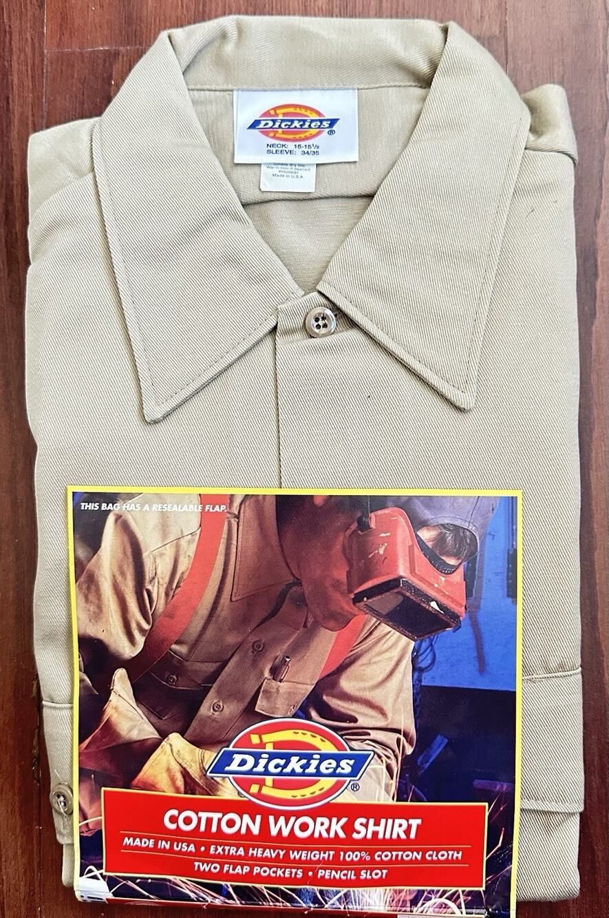 VTG 90s Dickies Short Sleeve Work Shirt Size Medium Tan Khaki New